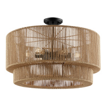 Justice Design Group (Yellow) ECO-8302-MBLK - Milos 24" 6-Light Natural Rope Tier Semi-Flush